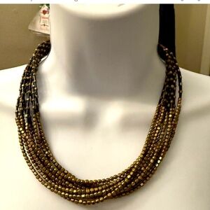 Chic Multistrand Gold and Black Necklace